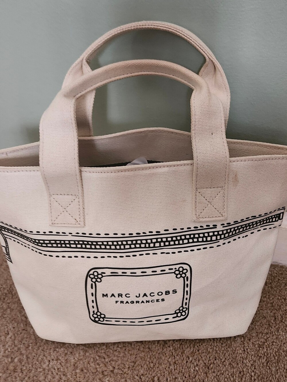 Marc Jacobs Beige Canvas Logo Small Tote